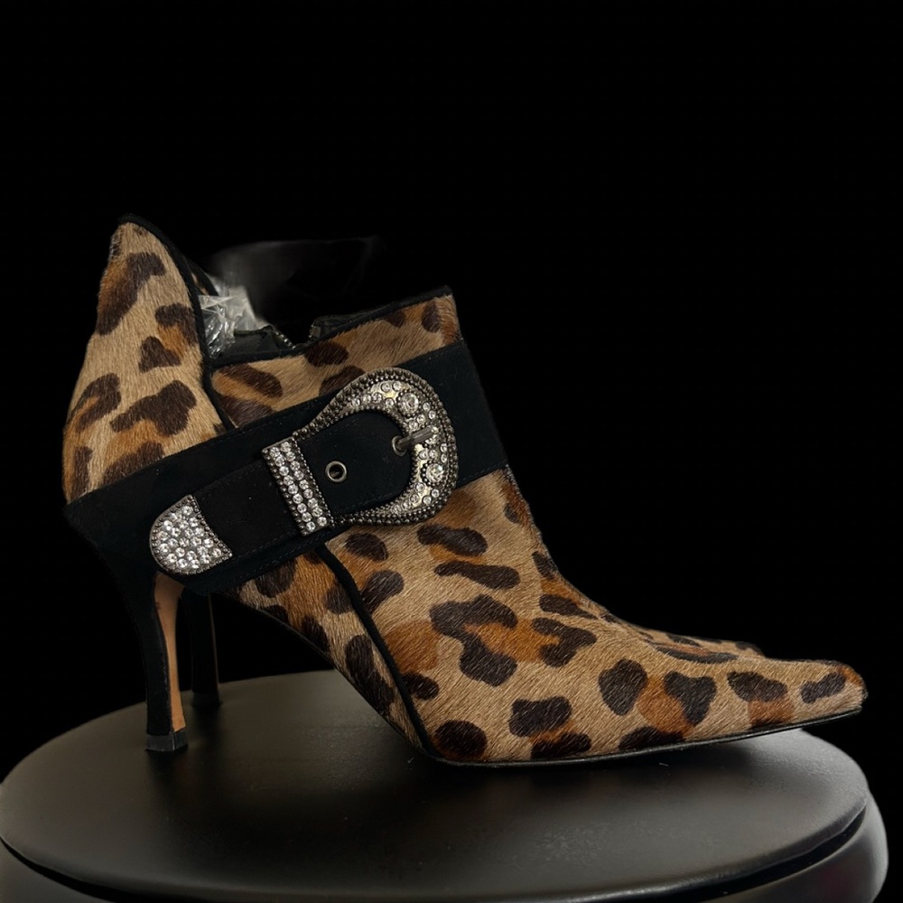 COSTA BLANCA | Calf-Hair Leopard Print Ankle Booties